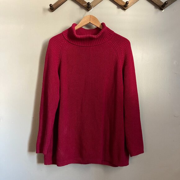 Coldwater Creek Red Ribbed Turtleneck Sweater - Picture 1 of 4